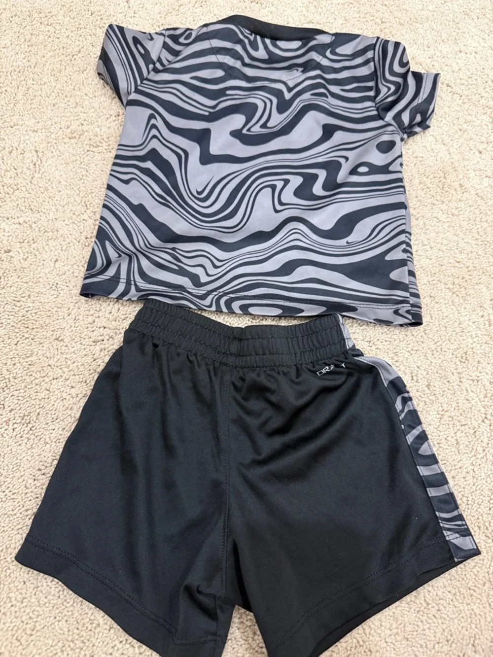 Nike Kids Active Tee & Shorts Set — Gray, Black & Orange Accents - Picture 7 of 8